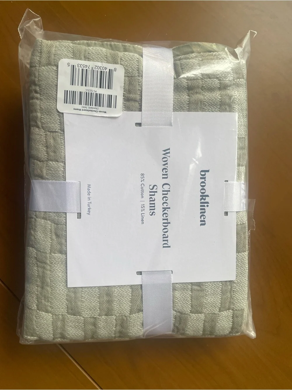 Brooklinen Woven Checkerboard Sham Set in Jade in Standard Size